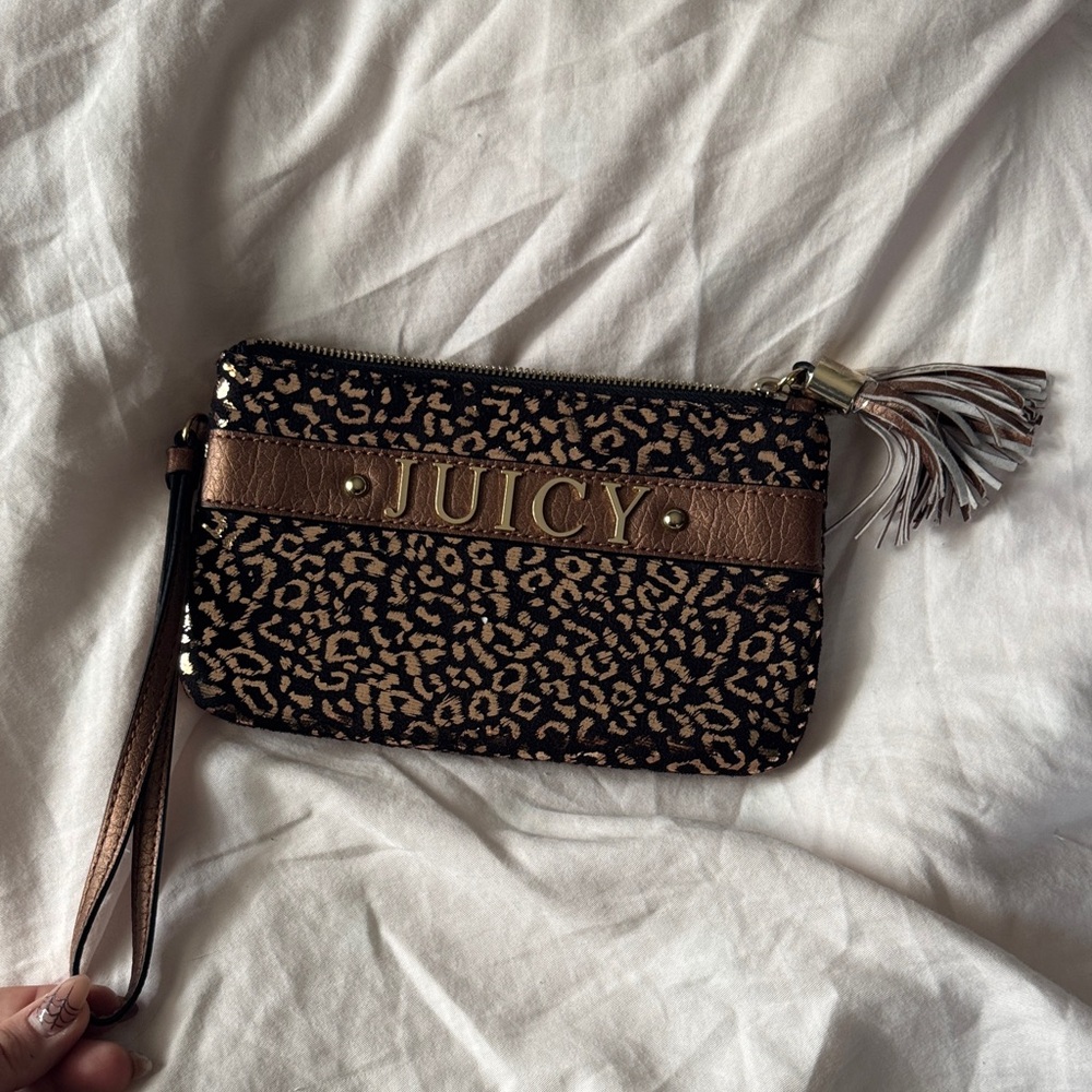 Juicy Couture Black and Gold Leopard Wristlet